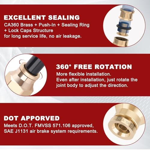 DOT Approved Male Straight Brass Union 1/4" Tube x 1/2" NPT, 10PCS - Image 4