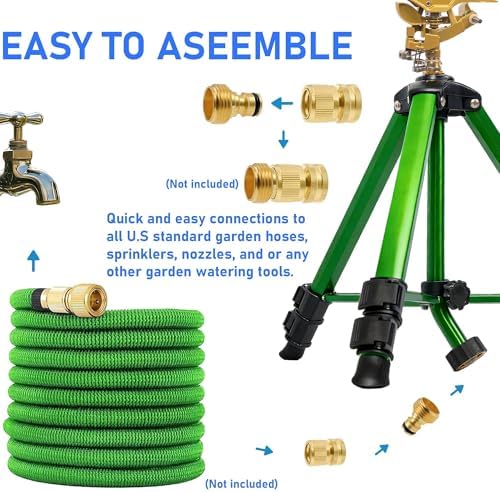 Hourleey 2 Pack Impact Sprinkler on Tripod, Rotating Water Sprinklers for Yard Lawn and Garden, Heavy Duty 360 Degree Irrigation Sprinkler with Zinc Head and 3/4" Connector for Outdoor - Image 5