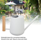 Indoor Watering Can with Long Spout, 16oz Metal Watering Can Plant Watering Can Mini Watering Can with Wood Handle for Indoor Plants, Bonsai Outdoor Garden Flower (White) - Image 2
