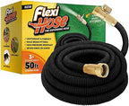Flexi Hose Lightweight Expandable Garden Hose, 50FT - Retractable Garden Hose, Water Hose - No-Kink Flexibility, 3/4 Inch Solid Brass Fittings and Double Latex Core by FlexiHose