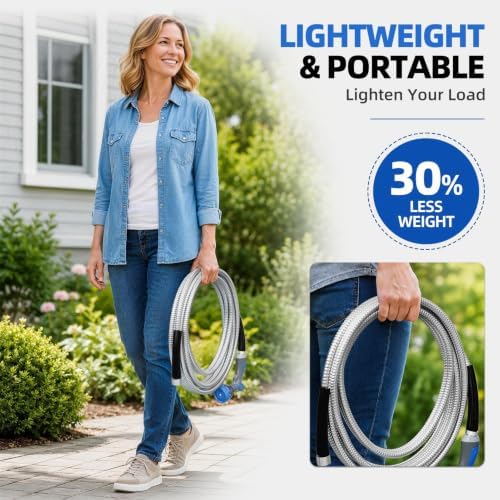 SPECILITE 200ft 304 Stainless Steel Metal Garden Hose with Blue Nozzle - Image 3
