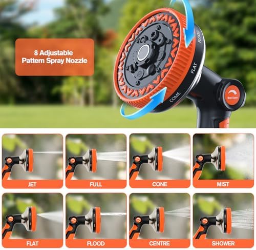 Rosy Earth Metal Garden Hose 25ft, Lightweight Steel Water Hose with 8-Mode Wide Nozzle - Image 6