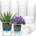 Self Watering Plant Pots, 3.5''/4.3'', Transparent, 36 Pcs by Ferrochef