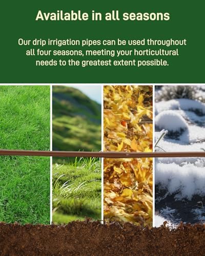 1/4" Drip Irrigation Tubing with 6" Emitter Spacing, (250 Ft Roll) Hydroponics Dripline with Built-in 0.5 GPH Dripper, Drip Line for Vegetation, Window Boxes and Garden (Brown) - Image 6