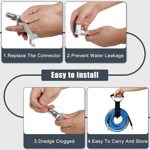 50FT 1/4-In Sewer Jetter Kit, 5800 PSI Pressure Washer Drain Cleaner Hose - Image 6