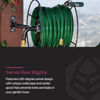 Yard Butler Wall Mounted Swivel Hose Reel, 90°, 75ft - Leakproof Hose Storage Solution - Durable Powder Coated Steel Construction - Rust Resistant Outdoor Watering Accessory - Tangle-Free Operation - Image 2
