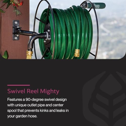 Yard Butler Wall Mounted Swivel Hose Reel, 90°, 75ft - Leakproof Hose Storage Solution - Durable Powder Coated Steel Construction - Rust Resistant Outdoor Watering Accessory - Tangle-Free Operation - Image 2