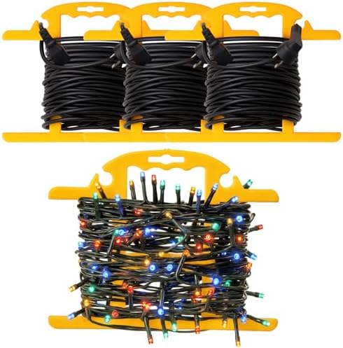Ripeng 3 Pcs Heavy Duty Extension Cord and Hose Reel with Carrying Handle, Durable ABS H-shape Design Fits 100ft Cord Cable or Water Hose, 50ft Soaker Tube Management (Yellow) by Ripeng