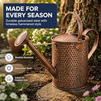 Gardenised 1-Gallon Steel Watering Can with Precision Long Spout for Controlled and Shower Watering Ideal for Indoor & Outdoor Plants Flowers & Houseplants, Brown - Image 4