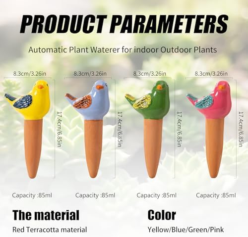 SURE YUESI 4PCS Self Watering Globes, Automatic Terracotta Watering Bulbs - Watering Spikes, Vacation Plant Watering Devices System, Plant Watering Globes for Indoor and Outdoor Plants - Birds - Image 2