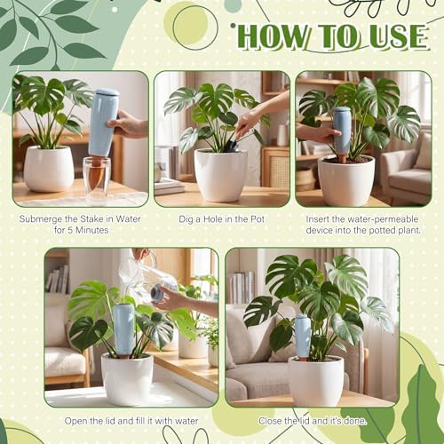 LemonRoad 4 Pack Terracotta Watering Spikes Plant Self Watering Globes Devices Large 17.5 oz Potted Plant Waterer Automatic Planter Inserts for Indoor Outdoor Plants - Image 5