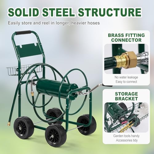 Outvita Garden Hose Reel Cart, Heavy Duty Water Cart for Outside, Green - Image 4