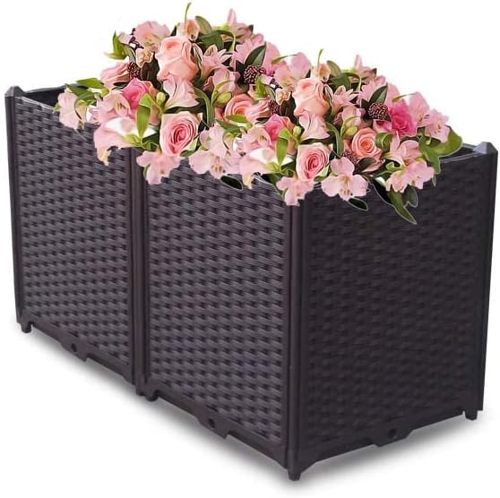 YSUEFIJO Planter Box Outdoor Raised, Raised Garden Bed for Vegetables, Garden Bed Kit Plastic, with Drainage Holes, for Flowers, Herbs, Fruits by WELCOMETOYSUEFIJO