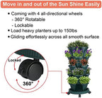 GameXcel Vertical Planter Tower - 5 Tier Stackable Garden Planters with Wheels and Tools Plant Pots for Strawberry Herb Flower and Vegetable Indoor Outdoor Use Green - Image 4