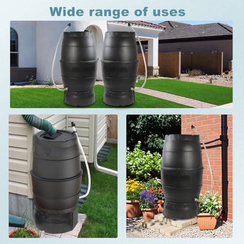 SQUEEZE master 50 Gallon Rainwater Collection Barrel with Stand-BPA Free Home Rain Catcher with Outlet Hose-Flatback Designed Water Storage Collection Barrel for Gardens and Plants - Image 5