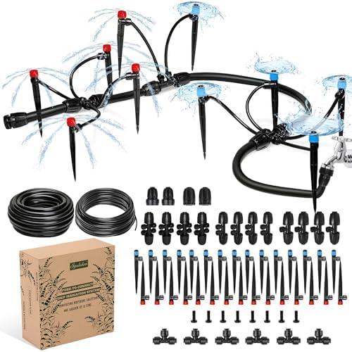 Push-to-Connect Drip Irrigation System Kit, Complete Premium Garden Watering System with 50FT 1/2" Mainline, Leak-Resistant Quick Connect Fittings, Adjustable Drip Emitters for Raised Beds, Greenhouse by WelcometoSpalolen
