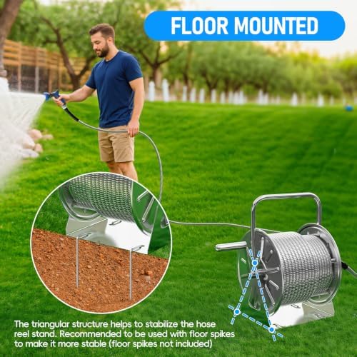SPECILITE Stainless Steel Garden Hose Reel with 100FT Drinking Water Hose - Image 4
