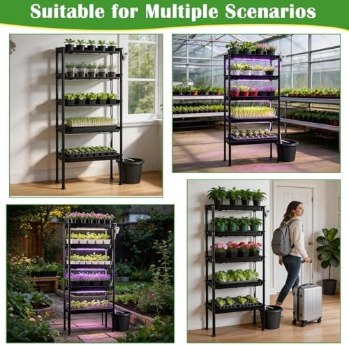 5-Tier Ebb & Flow Hydroponic Plant Stand Bundle with Timer Auto Watering Pump, Siphon Circulation Self Irrigation Growing System for Seed Starter Trays & Potted Plants Indoor Balcony Greenhouse - Image 6