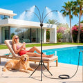 Standing Misters for Outside Patio, 2.6-3.6 ft Height-Adjustable Misting System for Cooling, Portable Water Mister for Garden Yard BBQ Party, Includes Hose Splitter & Sand Bag by ranwin