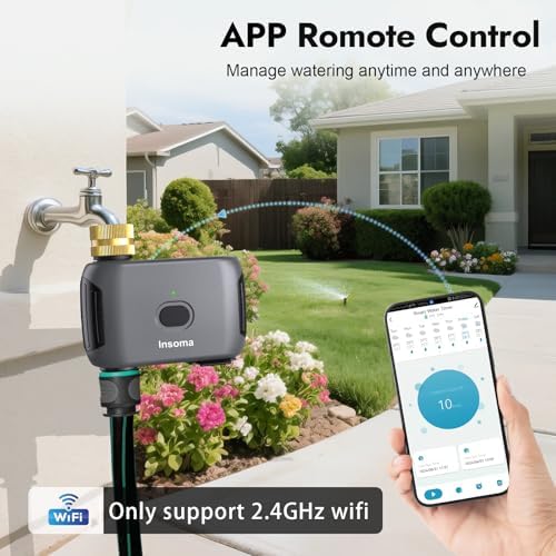Insoma WiFi Water Timer for Garden Hose, Smart Sprinkler Timer, APP Remote Control WiFi Hose Timers, Voice Control with Alexa, Rain Delay and Manual Mode for Yard Lawn Watering - Image 2