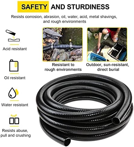 Flexible PVC Pipe2" Dia Black PVC Pipe, ID2" x50 feet Pool Hose,Spa Hose Tubing for Koi Ponds, Pond Tubing,Irrigation and Water Gardens,With 2PCS Stainless Steel Clamps - Image 3