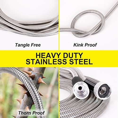 Stainless Steel Garden Hose 75 ft - Metal Water Hose with 2 Nozzles, Lightweight, Tangle Free & Kink Free, Heavy Duty, High Pressure, Flexible, Dog Proof - Image 3
