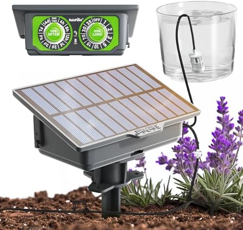 RAINPOINT Easy-Setup Solar Drip Irrigation System Outdoor & Indoor, Automatic Plant Waterer Device Kit Beginner-Friendly Garden Raised Bed Grow Tent Water 10-15 Plants by RainPoint