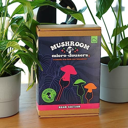 Bubblegum Stuff - Mushroom Micro Dousers, Neon Coloured Glass - Garden Tools, Home Accessories, Garden Gadgets, Automatic Watering System, Moisture Meter Plant - Batteries Included - Image 2