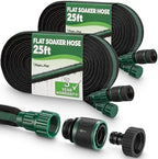 Flat Soaker Hose 50ft (25ft 2-Pack) for Garden // Drip Hose for Garden Beds, Lawns and Trees // Heavy Duty Leakproof Design with Quick Connect // Linkable Irrigation System for Vegetables and Flowers by PlantPlot
