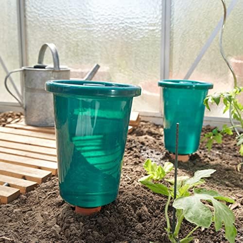 BioGreen Hydro Cup Self Watering Planter Insert | 0.66 gal | Clay Spikes & Cup | Plant Watering Globes w/Level Indicator | Terracotta/Green | 4 Pcs - Image 2