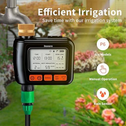 Sprinkler Timer, Programmable Hose Timers for Watering with Brass Swivel, Digital Irrigation Controller System with Rain Delay/Manual Mode/Automatic Watering for Gardens, Lawns, and Hose Systems - Image 2