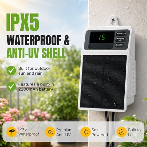 Mcbazel Solar Automatic Drip Irrigation Kit, USB-C & Solar-Powered Plant Waterer for 10 Potted Plants, Auto Watering System with Timer & Anti-Siphon, IPX5 Waterproof for Indoor Outdoor Vacation - Image 2