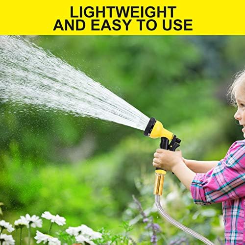 Metal Garden Hose 50FT - Stainless Steel Heavy Duty Water Hose with Metal Nozzle & 8 Function Sprayer, Portable & Lightweight Kink Free Yard Hose, Outdoor Hose - Image 6