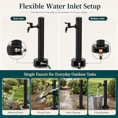 Stainless Steel Garden Water Column Faucet Post, Freestanding Hose Stand - Image 7