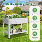 Vixzen 33.7" Tall Raised Garden Bed Outdoor with Wheels & Shelf, Divisible Resin Planter Box with Drainage Gauge, Planter Bed Box for Vegetables/Herbs, Backyard, Patio, Balcony, Ashen (33.7" H) - Image 3