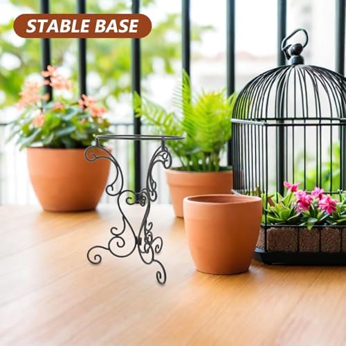 VANZACK Wrought Iron Gazing Globe Stand Bird Bath Pedestal Base for Garden - Image 4