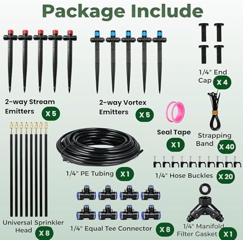 120FT Drip Irrigation System for Garden: Quick Connect 1/4" PE Tubing 18Pcs Automatic Water Sprinkler Kit Adjustable Misting Part Watering Hose, Outdoor Raised Bed Plants Flower Yard Greenhouse - Image 2