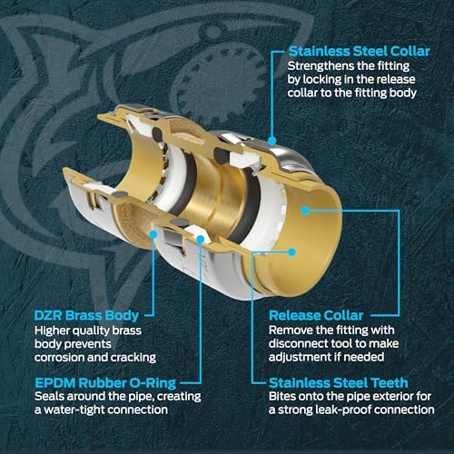 SharkBite Max 30 In. Faucet Hose and 60 In. Dishwasher Connector with Dual Shut-Off Valve, 1/2 Inch PTC x 1/2 Inch FIP x 3/4 Inch FHT, PEX Pipe, Copper, CPVC, PE-RT, UR26039 - Image 5