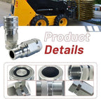 1" SAE Thread Flat Face High Flow Skid Steer Hydraulic Quick Connect Couplers Set | 3/4" Body - Image 5