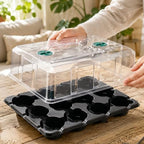 homenote 4 Inch Seed Starting Trays with Humidity Domes for Plants, 4 Pack 12-Cell Seedling Starter Trays, Plant Starter Germination Trays for Pots Seedlings for Indoor,4" Opening Compatible Pots - Image 4