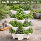 Vertical Garden Planter 4 Tier Stackable System 16 Plants, Space Saving Herb, Strawberry & Food Crop Planter with Center Support Hole for Indoor Outdoor Gardening (4, Stone, Large) - Image 3