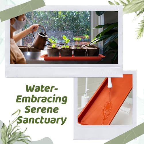 Cinnvoice 4 Pcs 24 x 8 x 1.6 Inch Rectangle Plant Saucer Tray, Terracotta - Image 5