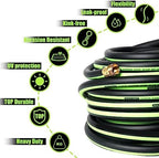 Kink Free Garden Hose 100ft 5/8", Heavy Duty Hybrid Water Hose, Ultra Durable Flexible Rubber Hose with Sprayer Nozzle,Leakproof Yard Outdoor Hose with Brass Solid Connector - Image 6