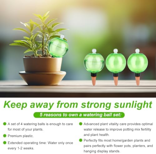 Penitue 4Pcs Plant Watering Globes, 16.9oz Self Watering Bulbs Spikes Slow Release Water Planter Insert with Top Fill Design for Indoor Outdoor Plant Waterer Device Automatic Drip Irrigation System - Image 4