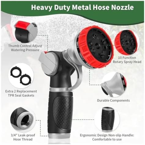 Garden Hose Nozzle, 10 Modes，Heavy Duty Metal - Image 2