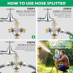 Love is War Brass 3 Way Garden Hose Splitter with Individual Shut Off Valves, Heavy Duty 3/4 Inch Outdoor Water Hose Connector Splitter for Garden Faucet Spigot - Image 4