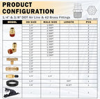 CheeMuii 43Pcs Brass DOT Air Line Fittings with 1/4" & 3/8" DOT Air Hoses - Image 3