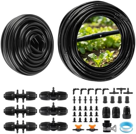 Kalolary 182FT 1/2" Drip Main Hose & 6" Spacing Roll 1/4" Dripline Tubing by Kalolary