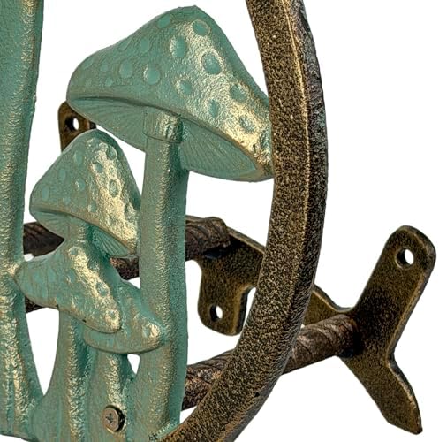 Zeckos Garden Hose Holder Mushroom 12 Inch Cast Iron Verdigris Bronze - Image 6