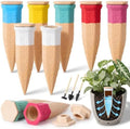 6 Pack Terracotta Watering Spikes with Lids and 3 Shovels Plant Watering Devices Wine Bottle Automatic Plant Slow Release Self Planting Stakes for 5”-9” Pots(4.92 x 1.57 x 1.57 Inches) by Ferrochef